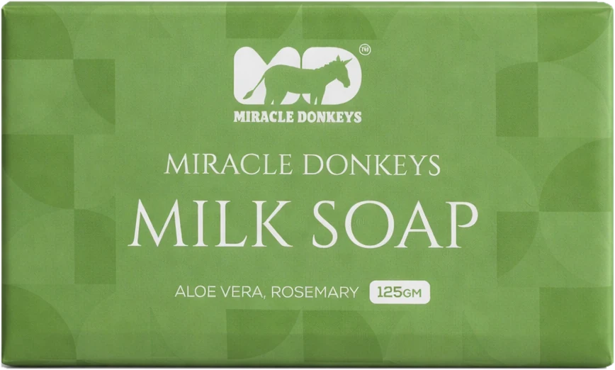 Miracle Donkeys Aloe Vera & Rosemary donkey milk soap, 125 g light-green pack